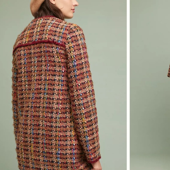Anthropologie Harlequin Tweed Blazer Jacket Size M Multicolor Oversized - Picture 2 of 8